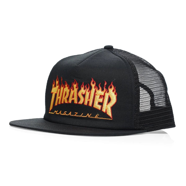 Casquettes & hats - Thrasher - Flame Emb Mesh Cap // Black - Stoemp