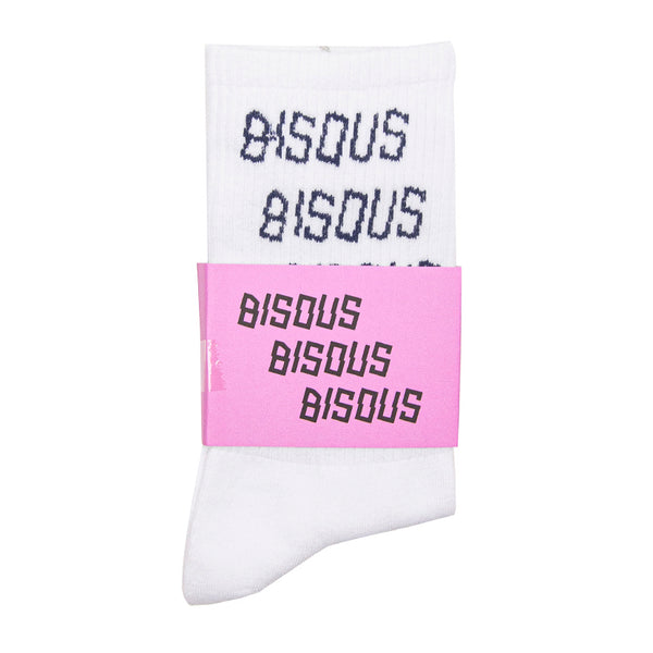 Bisous x3 Socks // White/Navy
