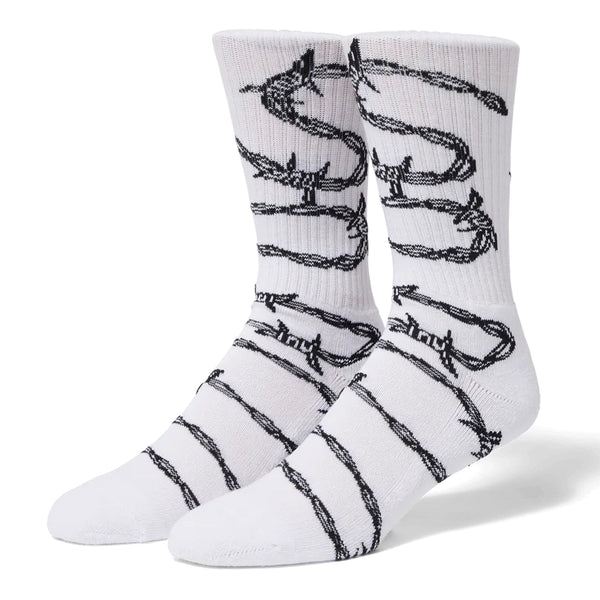Barbed Wire Crew Sock // White
