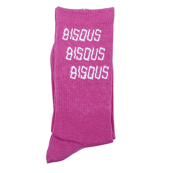 Bisous x3 Socks // Pink/White