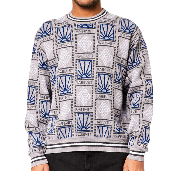 Pattern Logo Jacquard Sweater Knit // Light Grey