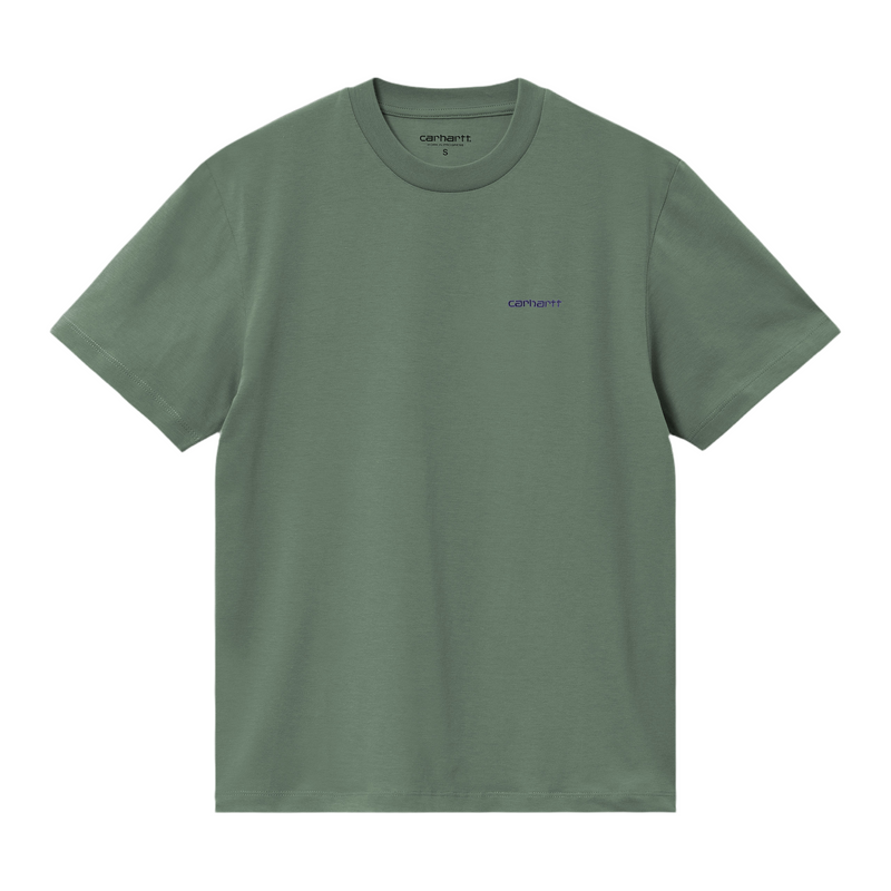 W' SS Script Embroidery T-Shirt // Duck Green/Aura