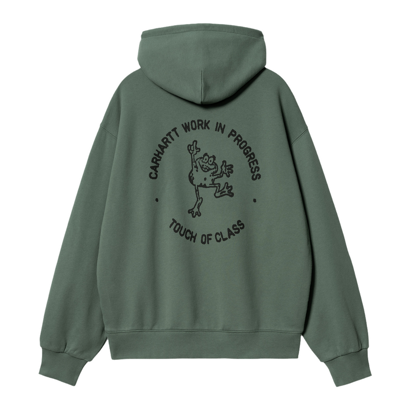 Hooded Stamp Sweat // Duck Green/Black Stone Washed