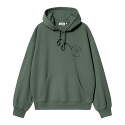 Hooded Stamp Sweat // Duck Green/Black Stone Washed