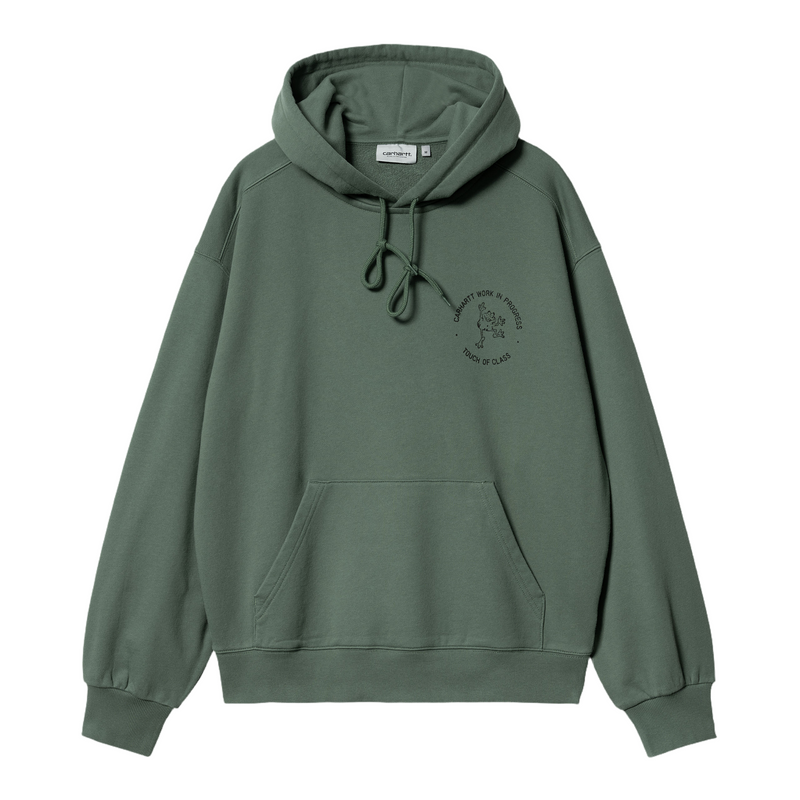 Hooded Stamp Sweat // Duck Green/Black Stone Washed