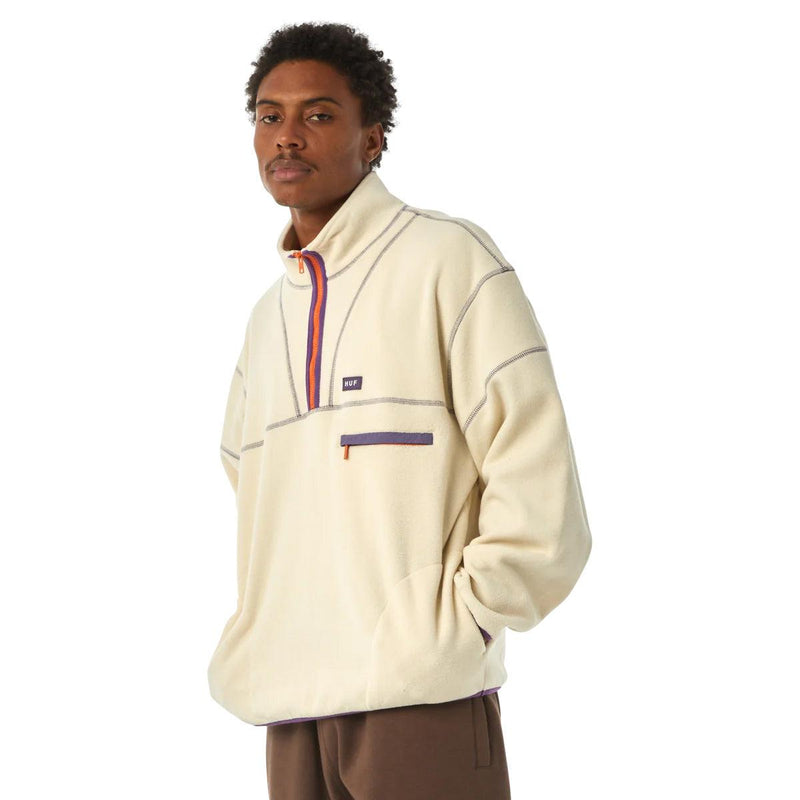 Sweats sans capuche - Huf - Elysian Quarter Zip Fleece // Bone - Stoemp