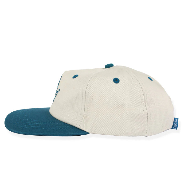 Hand Of Theories Snapback Hat // Pearl/Blue Jay