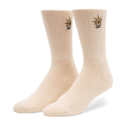 Chaussettes - Huf - Green Buddy Embroidered Sock // Cream - Stoemp