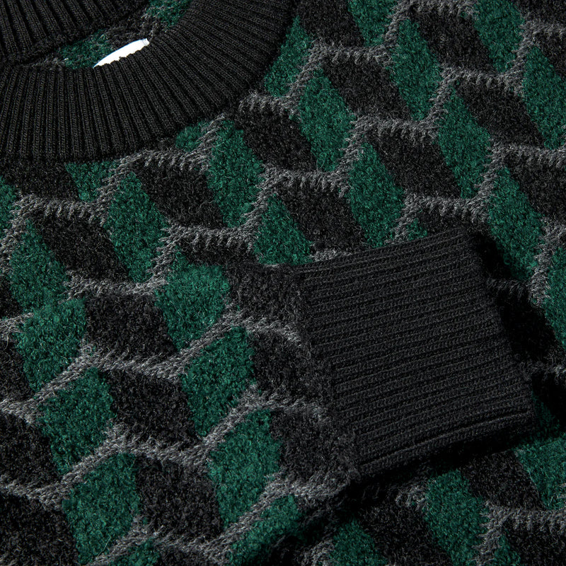 Zig Zag Knit Sweater // Black/Dark Teal