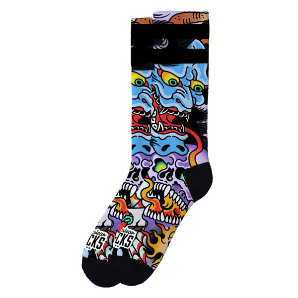 Chaussette American Socks Motif Hannya Unisexe Multicolore Vue de coté