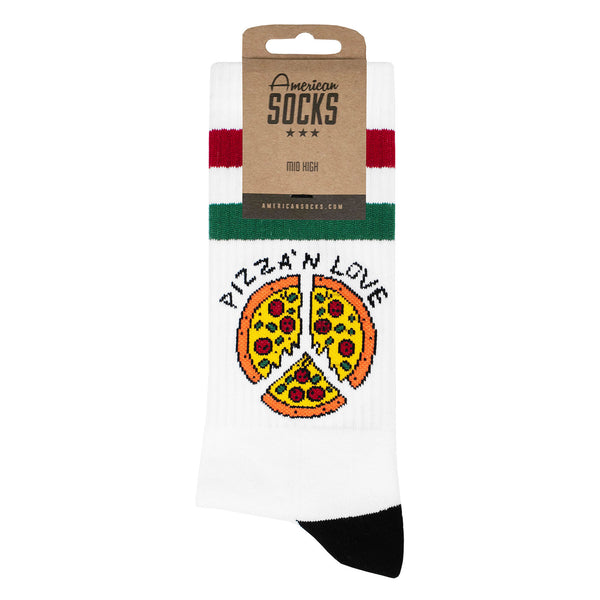 Chaussette American Socks Blanc Unisexe Motif Pizza Vue de face