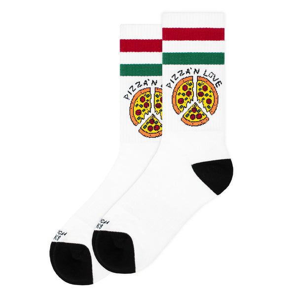 Chaussette American Socks Blanc Unisexe Motif Pizza Vue de coté