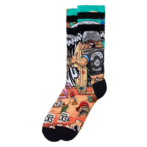 Chausette American Socks Motif Plage Unisexe Vue de coté