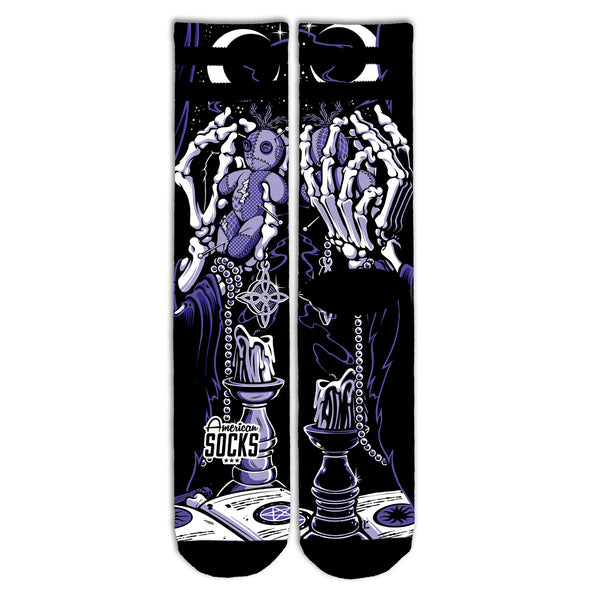 Chaussette American Socks Noir Unisexe Motif Voodoo Vue de face
