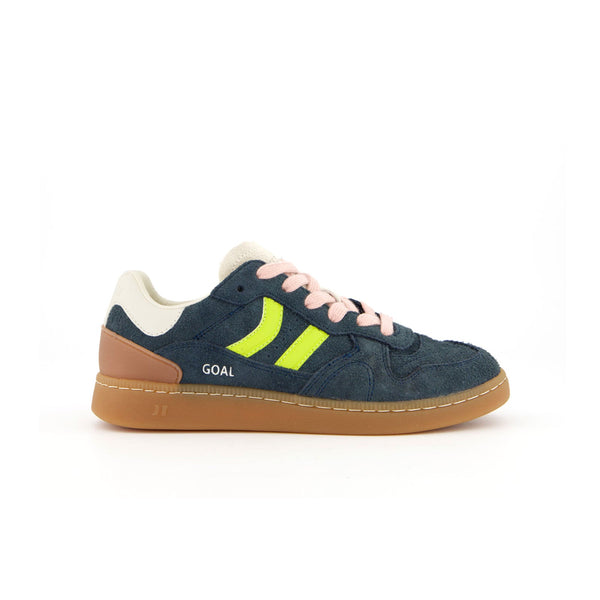 Side view of Coolway Goal men’s navy sneakers with retro 2000s design