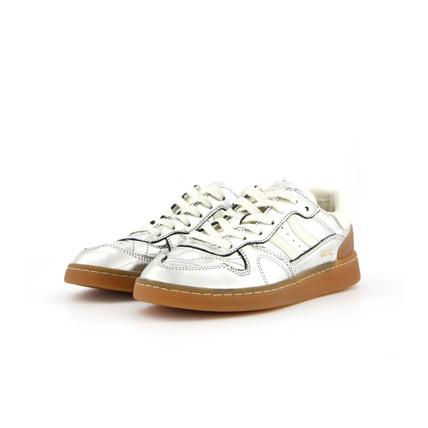 Coolway Goal three-quarter angle silver sneaker with shiny finish