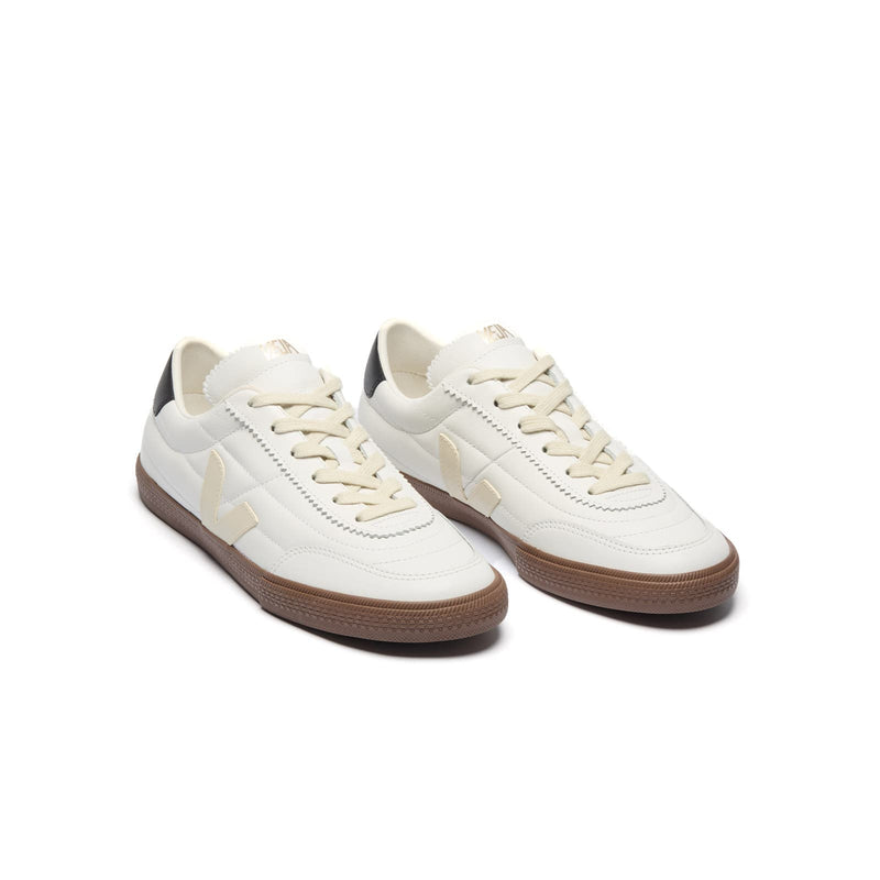 3/4 view of eco-friendly VEJA Panenka OT Leather sneakers in mixed colors