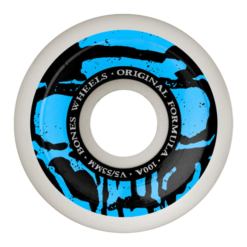 Roues Bones Wheels  Bleu V5 100A 53mm vue de face 
