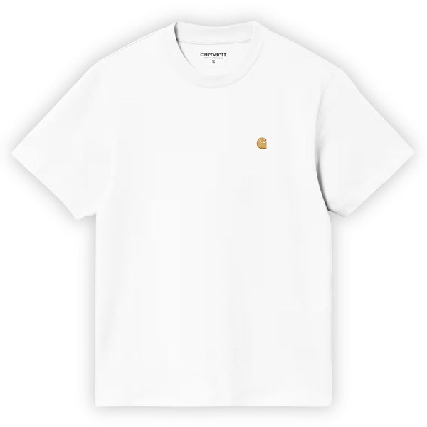 T-shirt carhartt femme blanc broderie chase gold vue de face 