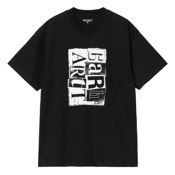 T-shirt Carhartt Noir Homme avec Graphisme Carhartt Letterpress a l'avant - Vue de face 