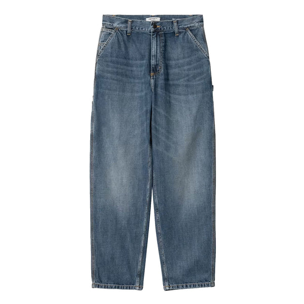 Pantalon baggy carpenter Jeans Carhartt bleu usé femme - Vue de face 