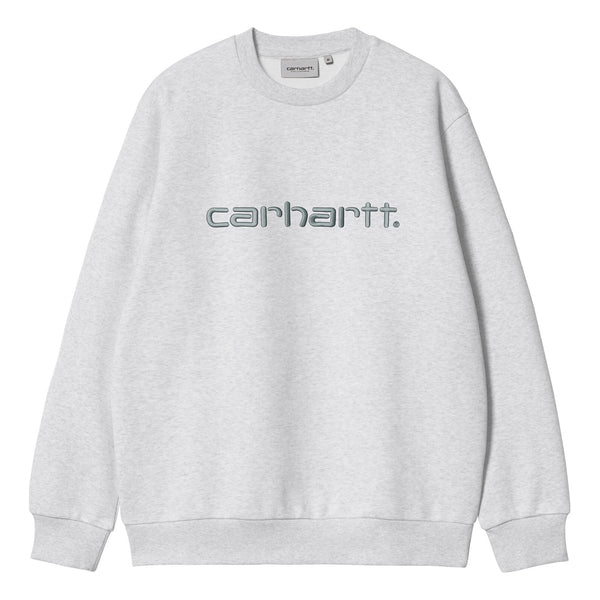Crewneck Carhartt Gris Femme avec broderie Carhartt a l'avant verte - Vue de face