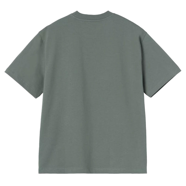 T-shirt Carhartt Vert Femme Broderie Logo Gold a l'avant gauche - Vue de dos