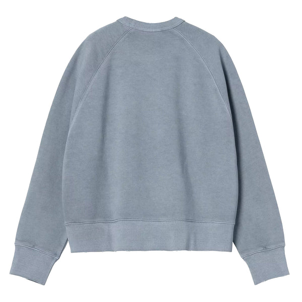 Sweat Crewneck Carhartt Bleu clair délavé femme logo carhartt en bas a gauche - Vue de dos