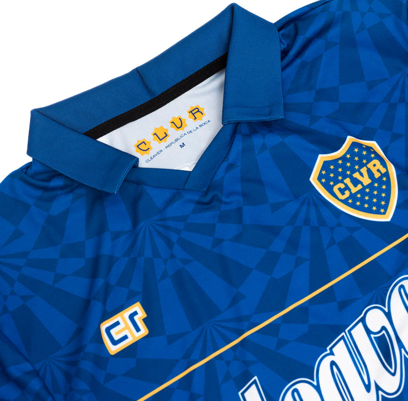Maillot de football bleu boca vue de détail 
