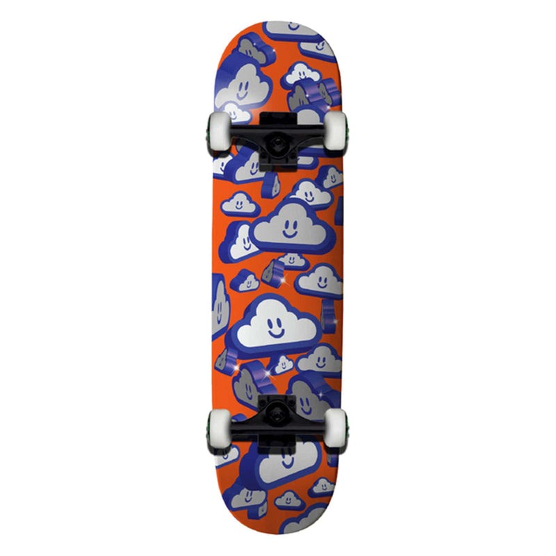 Skateboard complet Thank You Rouge graphisme nuage vue de face