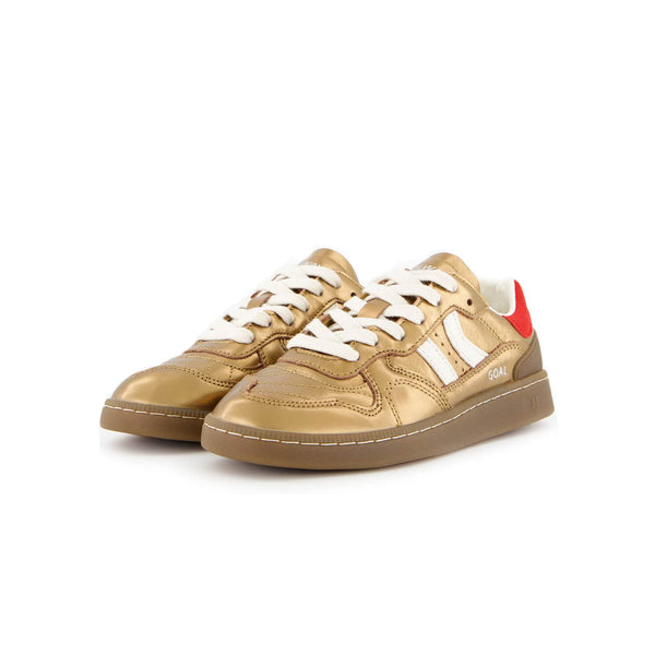 baskets coolway femmes bronze et rouge vues de trois quarts