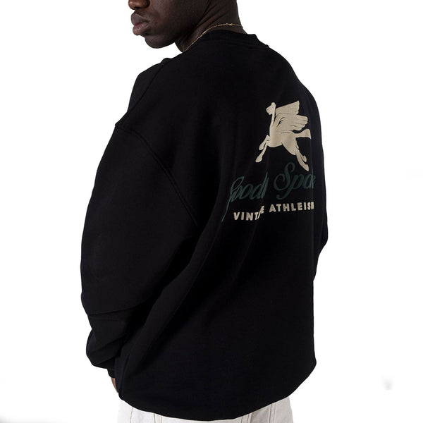 Crewneck Goodies Sportive Noir Vue de dos mannequin