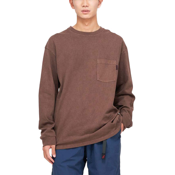 Gramicci T-shirt Longue Manche Brun vue de face mannequin
