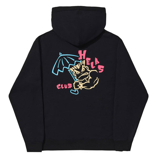 Pull a capuche Hélas noir homme graphisme bad club a l'arrière - vue de dos