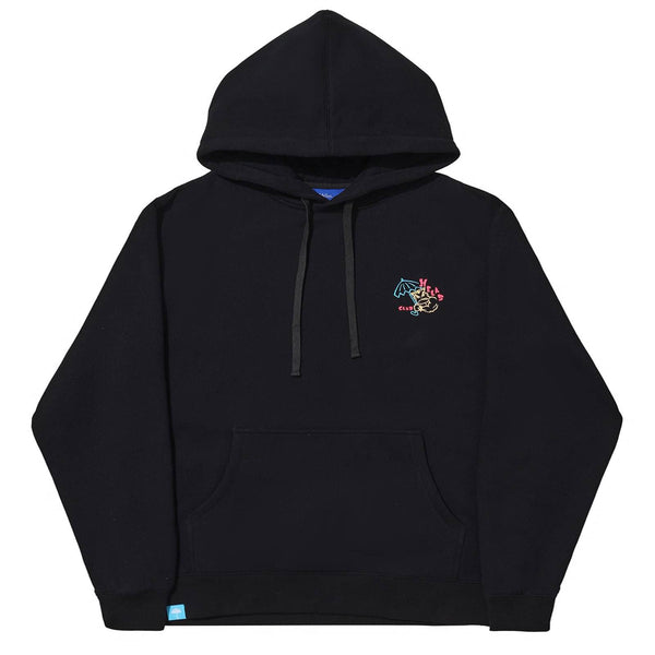 Pull a capuche Hélas noir homme graphisme bad club a l'arrière - vue de face