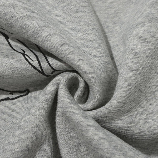 Pull a capuche Hélas gris homme avec graphisme vitruve parapluie a l'arrière - vue détail tissu 