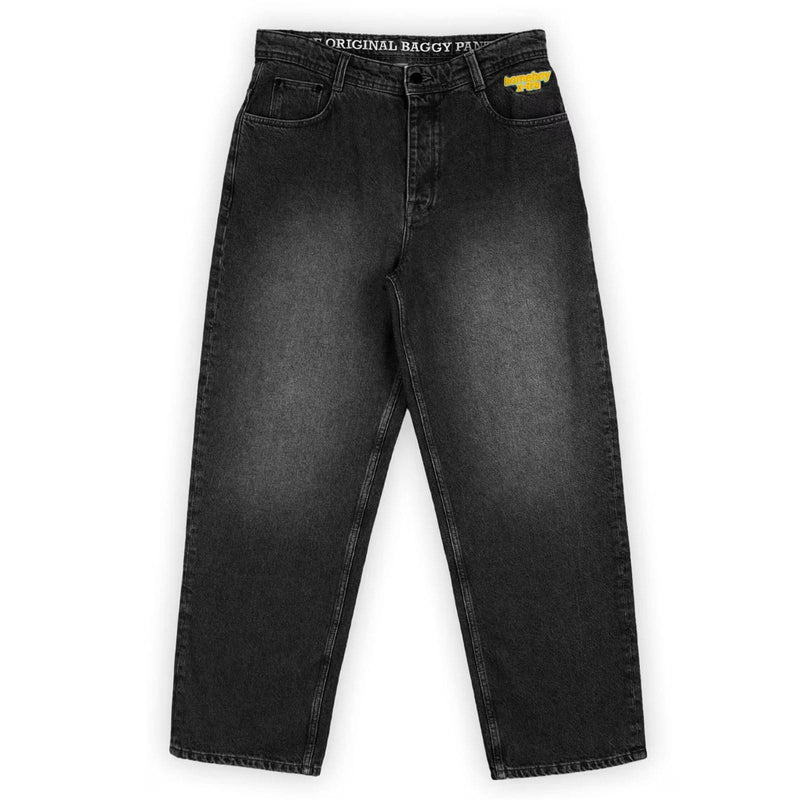 Pantalon jeans baggy Homeboy Noir délavé vue de face 