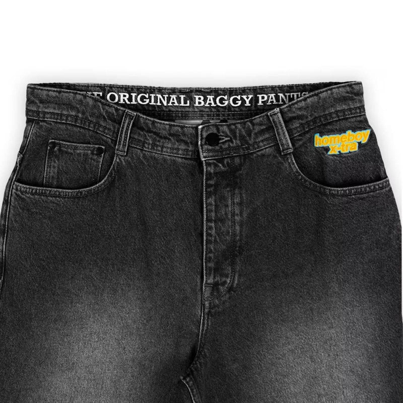 Pantalon jeans baggy Homeboy Noir délavé vue détail de face