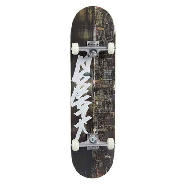 Skateboard complet Zoo York graphisme ville de New York avec graffiti blanc devant  vue de face