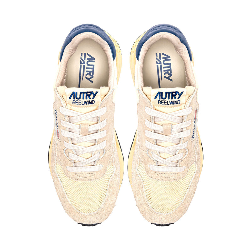 autry reelwind sneakers beiges et bleu pour hommes vue du dessus