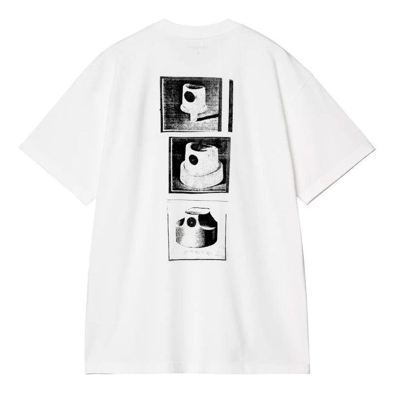 T-shirt carhartt blanc graphisme caps graffiti a l'arrière vue de dos 