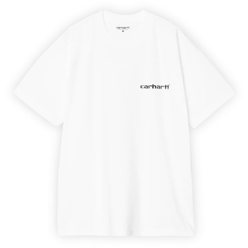 T-shirt carhartt blanc graphisme caps graffiti a l'arrière vue de face 