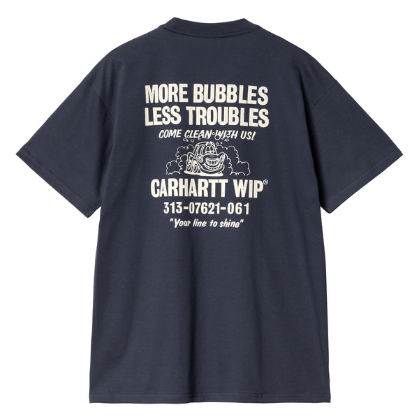 SS Less Troubles T-shirt // Blue/Wax