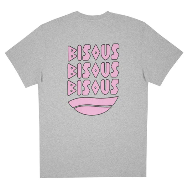 T-shirt bisous skateboard gris graphismr cap d'agde bisous rose a l'arrière - vue de dos