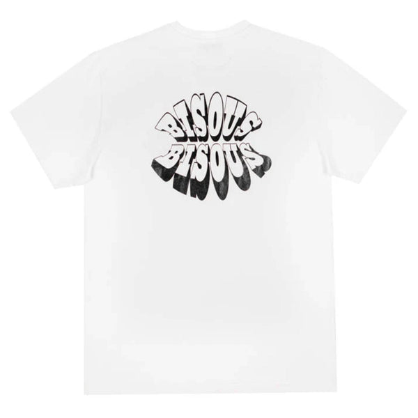 T-shirt bisous skateboard blanc avec graphisme bisous lips dans le dos - vue de dos