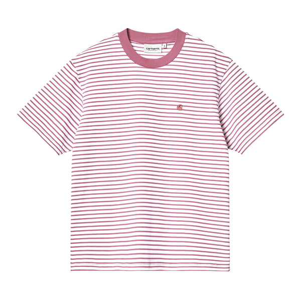 W' Coleen T-shirt // Coleen Stripe// White/Magenta
