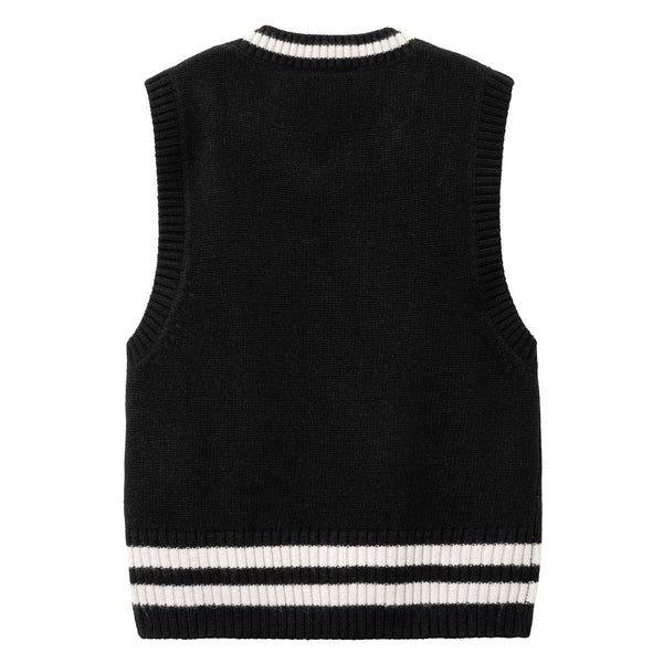 W' Standford Vest Sweater // Black/Salt