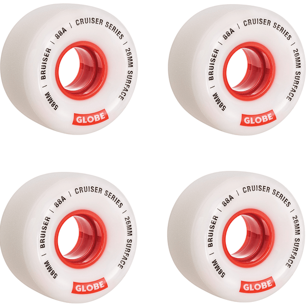 Snow Bruiser Cruiser Wheel // White/ Red // 88a // 58mm Roues Globe
