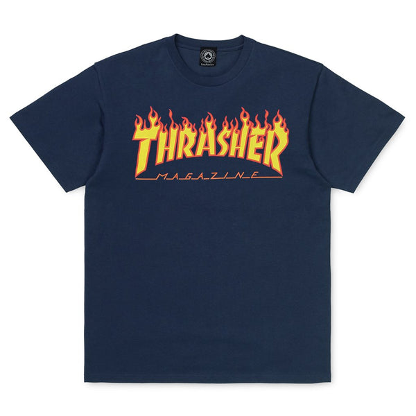 Dark Slate Gray SS Tee Flame // Navy T-shirts Thrasher