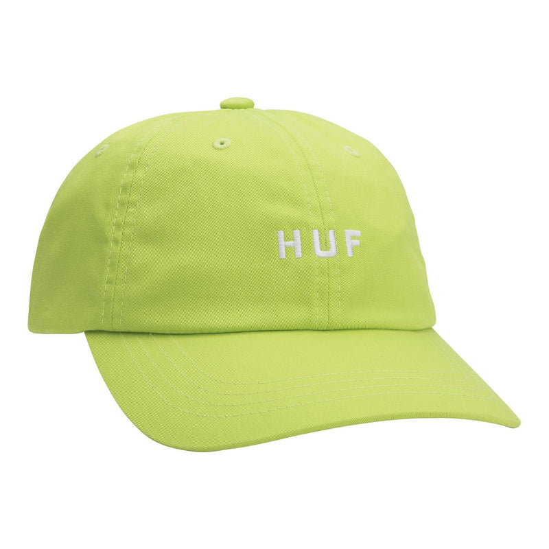 Dark Khaki Essentials OG logo Curved Hat // Hot Lime Casquettes & hats Huf